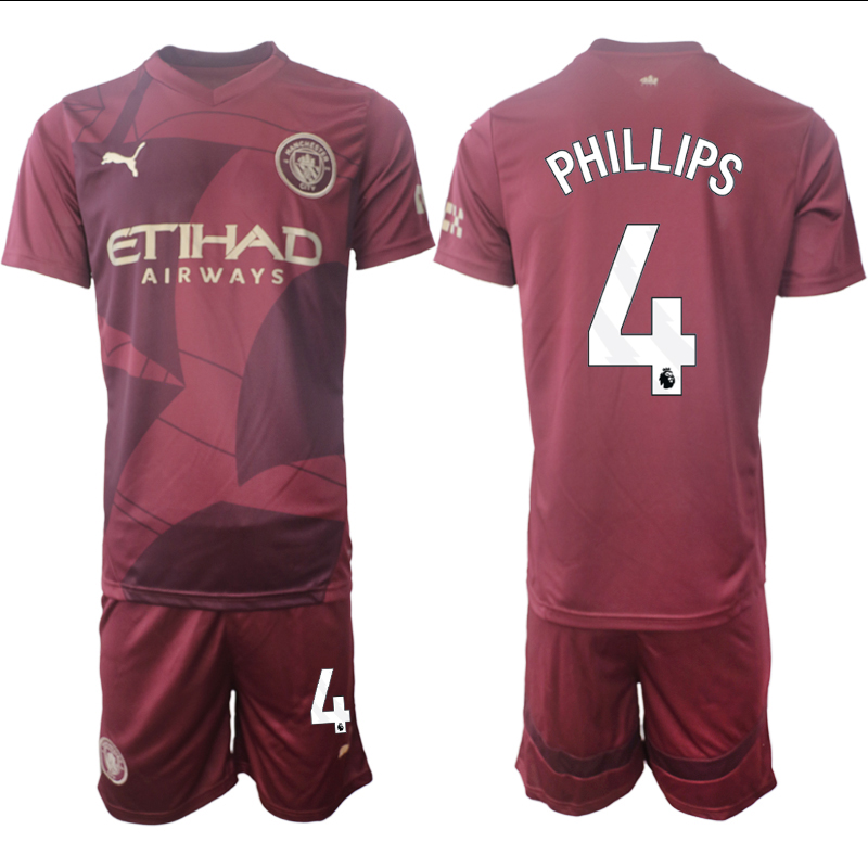Men 2024-2025 Club Manchester City away red #4 Soccer Jersey->manchester city jersey->Soccer Club Jersey